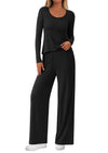 PRETTYGARDEN Women's 2 Piece Fall Sets  Casual Long Sleeve Shirts Wide Leg Pants Lounge Travel Outfits Fashion Clothing