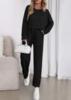 PRETTYGARDEN Womens 2 Piece Matching Lounge Sets Fall Long Sleeve Boatneck Sweatsuit Drawstring Sweatpants Pockets