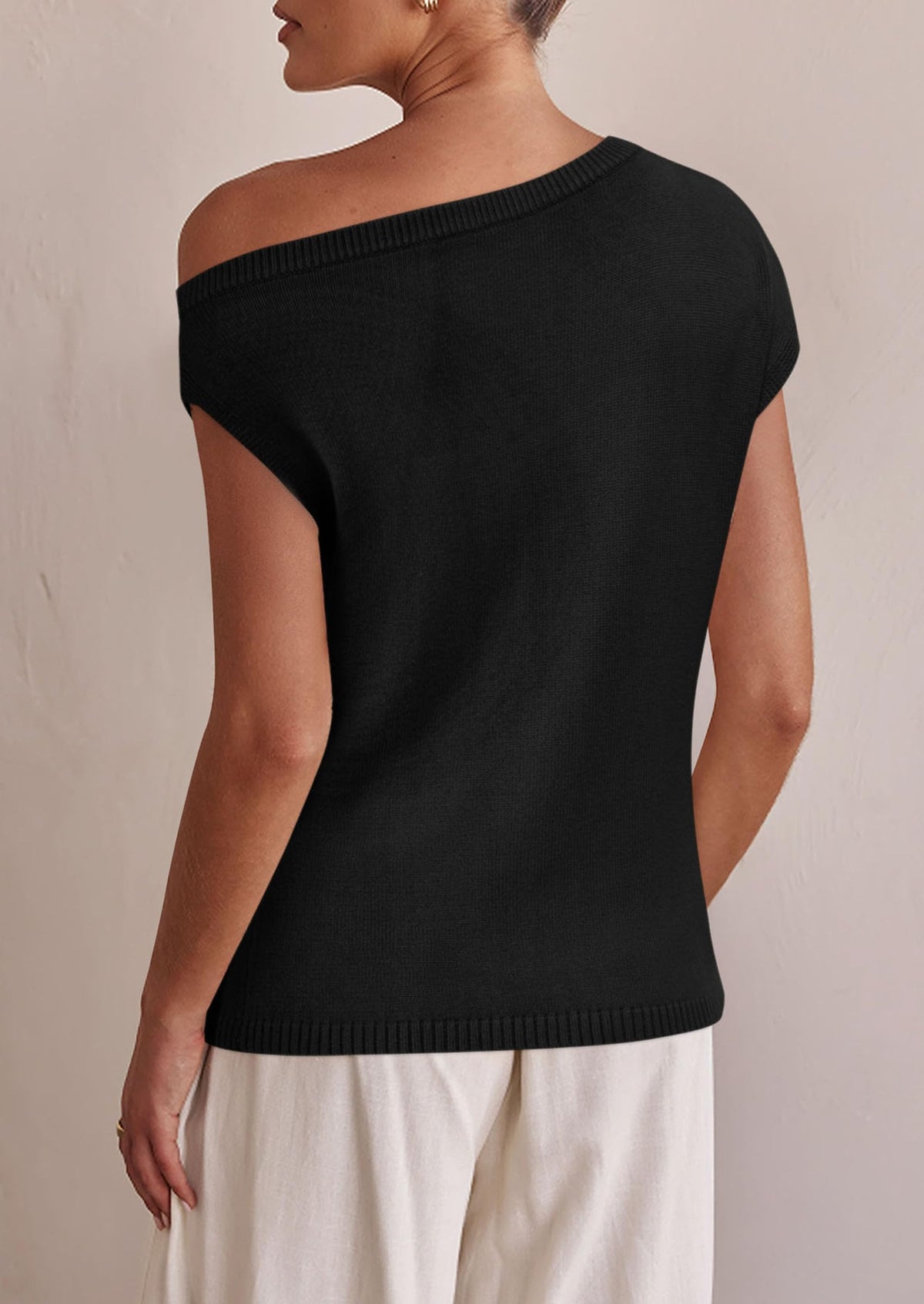 Off The Shoulder Casual Short Sleeve Tunic Lightweight Knit Sweaters
