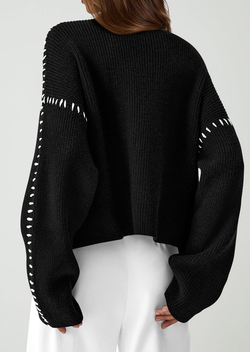 PRETTYGARDEN Women's Chunky Knit Sweaters Fall Long Sleeve Mock Neck Oversized Pullover Tops Winter Fashion Clothes
