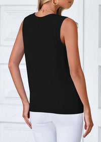 Sleeveless Button Down Business Casual Knit Tank Tops