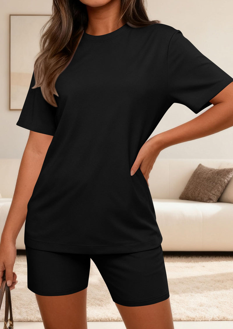 PRETTYGARDEN Women's Two Piece Matching Lounge Sets Summer Casual Tops Short Sleeve Shirts Shorts Travel Airport Outfits PRETTYGARDEN