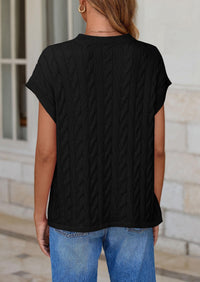 Casual Short Sleeve Crew Neck Knit Pullover Trendy Spring Outfits Sweater Vest