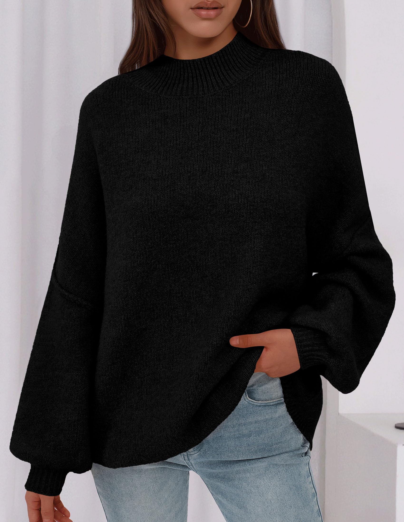 PRETTYGARDEN Women's Fall Oversized Sweaters Chunky Knit Mock Neck Long Sleeve Casual Trendy Pullover Winter Clothes PRETTYGARDEN