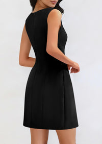 Sleeveless Boat Neck A Line Elegant Cocktail Party Mini Dresses