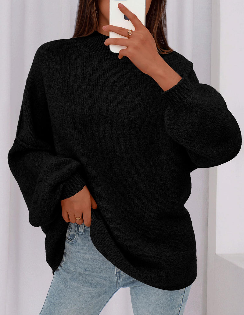 PRETTYGARDEN Women's Fall Oversized Sweaters Chunky Knit Mock Neck Long Sleeve Casual Trendy Pullover Winter Clothes PRETTYGARDEN