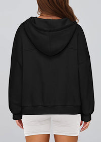 PRETTYGARDEN Womens Hoodies Cropped Fleece Sweatshirts Fall Fashion Quarter Zip Pullover Long Sleeve Tops Winter Clothes
