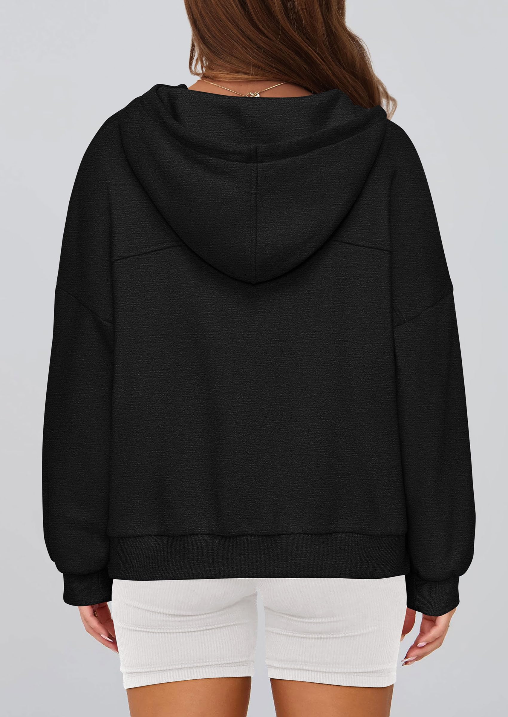 PRETTYGARDEN Womens Hoodies Cropped Fleece Sweatshirts Fall Fashion Quarter Zip Pullover Long Sleeve Tops Winter Clothes