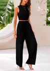 PRETTYGARDEN 2 Piece Sets Sleeveless Tank Ribbed Travel Vacation Lounge Wear Outfits