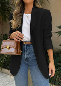 Business Casual Long Sleeve Lapel Open Front Suit Jacket Work Blazer with Pockets