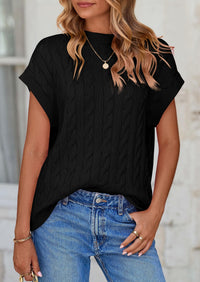 Casual Short Sleeve Crew Neck Knit Pullover Trendy Spring Outfits Sweater Vest