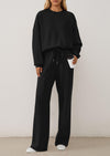 PRETTYGARDEN 2 Piece Sets For Women Fall Trendy Long Sleeve Sweatshirt Wide Leg Pants Loungewear Set Matching Sweatsuit