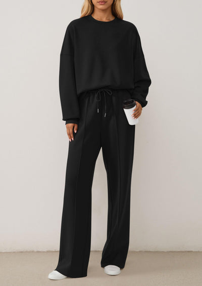 PRETTYGARDEN 2 Piece Sets For Women Fall Trendy Long Sleeve Sweatshirt Wide Leg Pants Loungewear Set Matching Sweatsuit