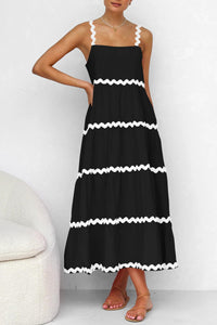Spaghetti Strap Ruffle Flowy Boho Casual Beach Vacation Maxi Dresses