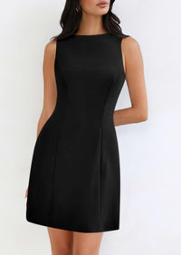 Sleeveless Boat Neck A Line Elegant Cocktail Party Mini Dresses