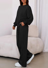 PRETTYGARDEN Womens 2 Piece Sets Long Sleeve Sweatshirt Wide Leg Pants Loose Matching Lounge Set Trendy Fall Outfits