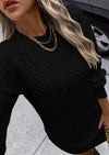 PRETTYGARDEN Sweater Dress for Women Long Puff Sleeve Turtleneck Ribbed Knit Oversized Pullover Winter Short Dress