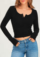 Long Sleeve Henley Ribbed Knit Button Up Slim Fitted Basic Casual T-shirts