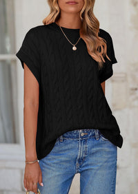 Casual Short Sleeve Crew Neck Knit Pullover Trendy Spring Outfits Sweater Vest