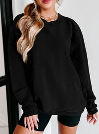 Ribbed Corduroy Crew Neck Long Sleeve Loose Fit Casual Oversized Sweatshirt