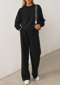 PRETTYGARDEN 2 Piece Sets For Women Fall Trendy Long Sleeve Sweatshirt Wide Leg Pants Loungewear Set Matching Sweatsuit