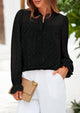 Eyelet Long Sleeve Casual Hollow Out Button Up Lace Blouse