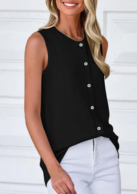 Sleeveless Button Down Business Casual Knit Tank Tops