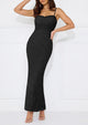 Elegant Spaghetti Strap Lace Floral Bodycon Maxi Dress
