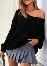 PRETTYGARDEN Women's Fall Oversized Sweaters Long Sleeve V Neck Dressy Casual Chunky Knit Loose Pullover Tops Winter Clothing