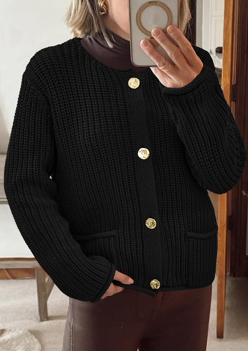 PRETTYGARDEN Cardigan Sweaters for Women Trendy Oversized Knit Chunky Button Cardigans Fall Winter Outfits with Pockets