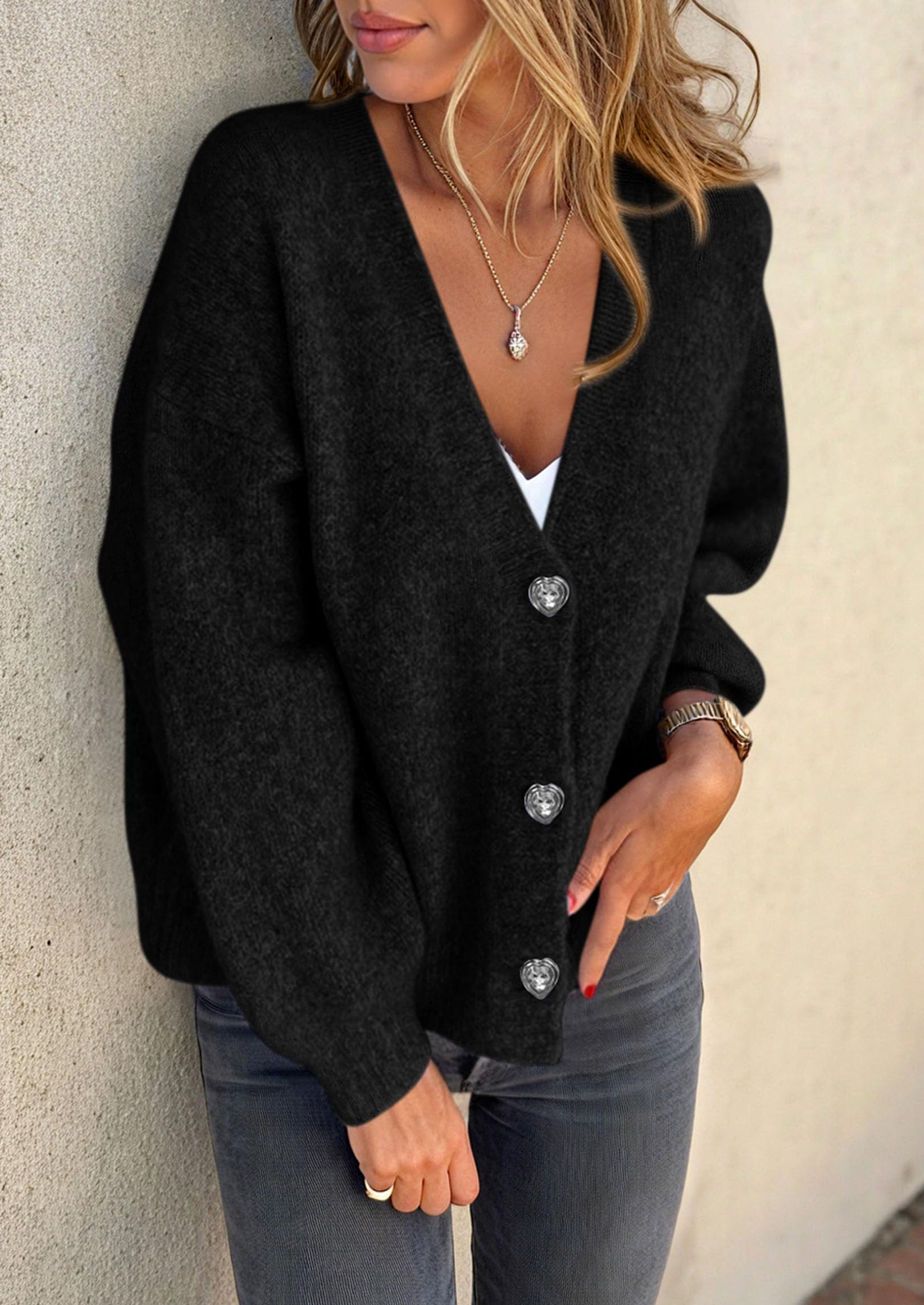 PRETTYGARDEN Cardigan Sweaters for Women Trendy Fall Long Sleeve Button Down Oversized Chunky Knit Sweater Outerwear