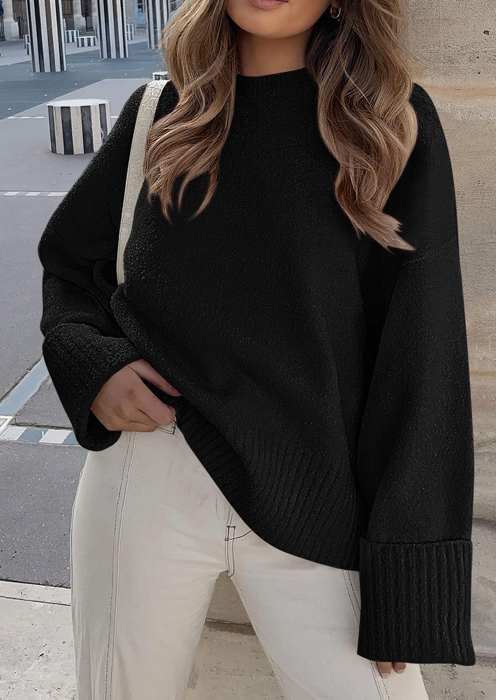 PRETTYGARDEN Women's Fall Oversized Sweaters Casual Crewneck Pullover Long Sleeve Fuzzy Chunky Knit Tops Blouse