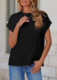 Casual Short Sleeve Crew Neck Knit Pullover Trendy Spring Outfits Sweater Vest