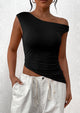 Off The Shoulder Sleeveless One Shoulder Ruched Asymmetrical Y2K Tank Top