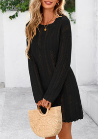 Crochet Knit Hollow Out Beach Vacation Cover Ups Dress