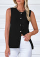 Sleeveless Button Down Business Casual Knit Tank Tops