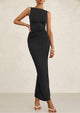 Sleeveless Ruched Bodycon Slit Long Maxi Dresses