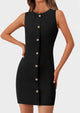 Business Sleeveless Button Down Elegant Work Office Formal Short Dresses