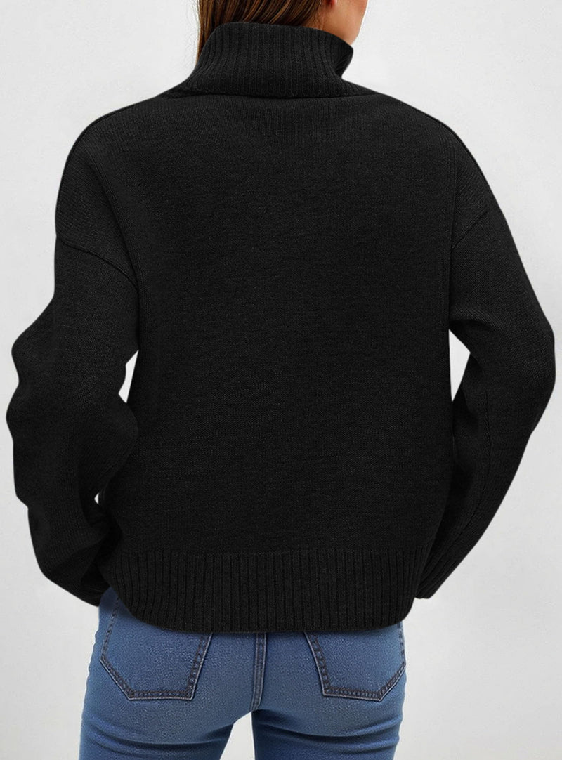 PRETTYGARDEN Womens Turtleneck Long Sleeve Sweater Fall Trendy Loose Fit Casual Tops Chunky Knit Pullover Sweaters