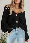 PRETTYGARDEN Women's Chunky Knit Open Front Sweater Long Sleeve Button Loose Short Cardigan Outerwear Coats