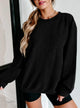 Ribbed Corduroy Crew Neck Long Sleeve Loose Fit Casual Oversized Sweatshirt
