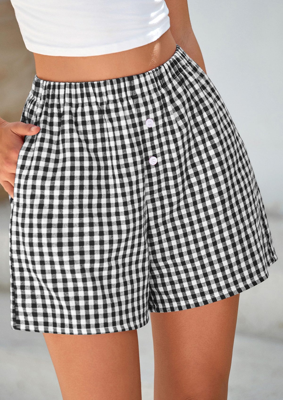 Plaid Casual Y2K Short with Pockets