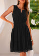Sleeveless V Neck Eyelet Hollow Out Swing A Line Beach Vacation Dresses