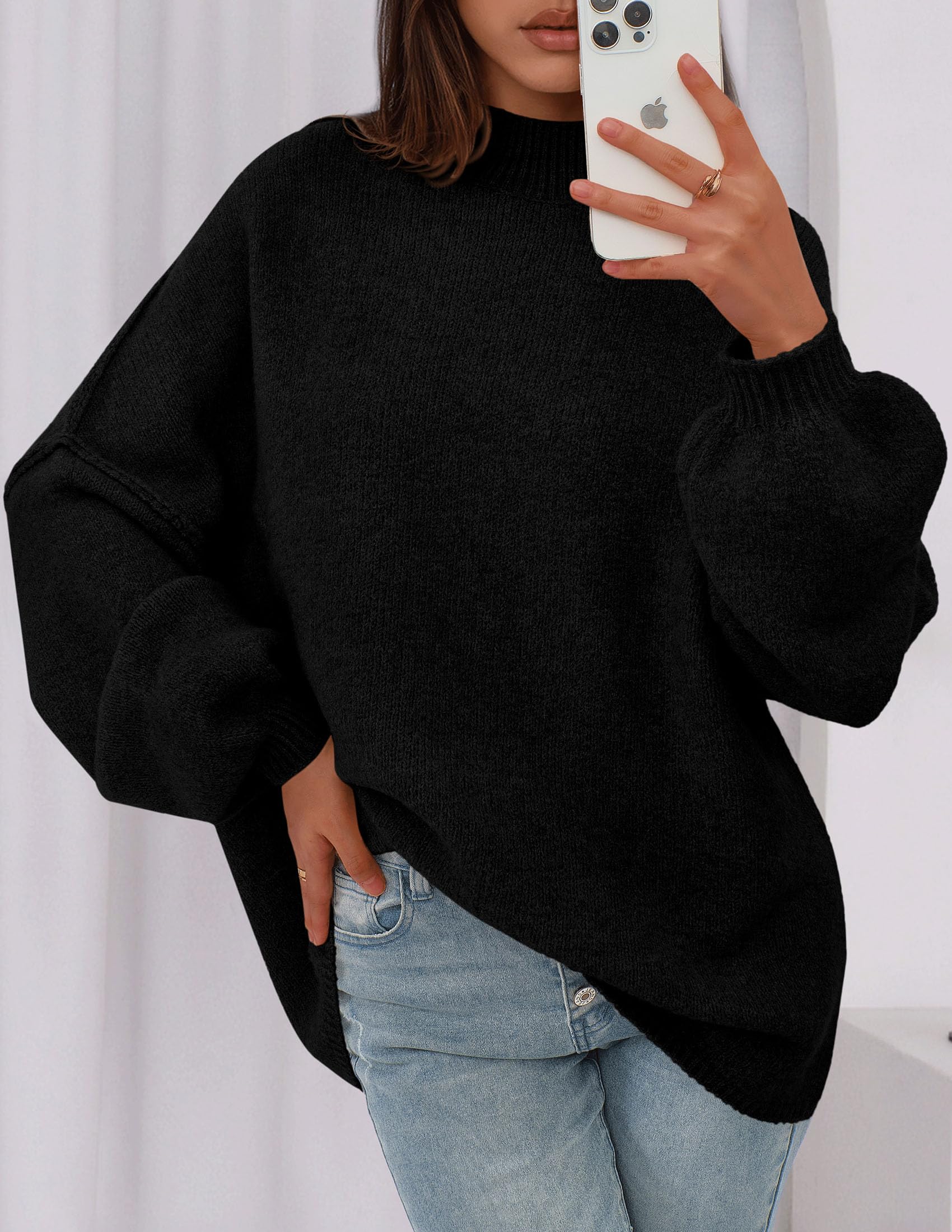 PRETTYGARDEN Women's Fall Oversized Sweaters Chunky Knit Mock Neck Long Sleeve Casual Trendy Pullover Winter Clothes PRETTYGARDEN
