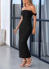 PRETTYGARDEN Womens Off The Shoulder Dress Ruched Bodycon Sleeveless Split Cocktail Party Maxi Dresses
