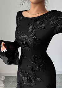 PRETTYGARDEN Women's Floral Embroidered Dress Fall Long Bell Sleeve Ribbon Flower Mini Short Mesh Bodycon Party Dresses