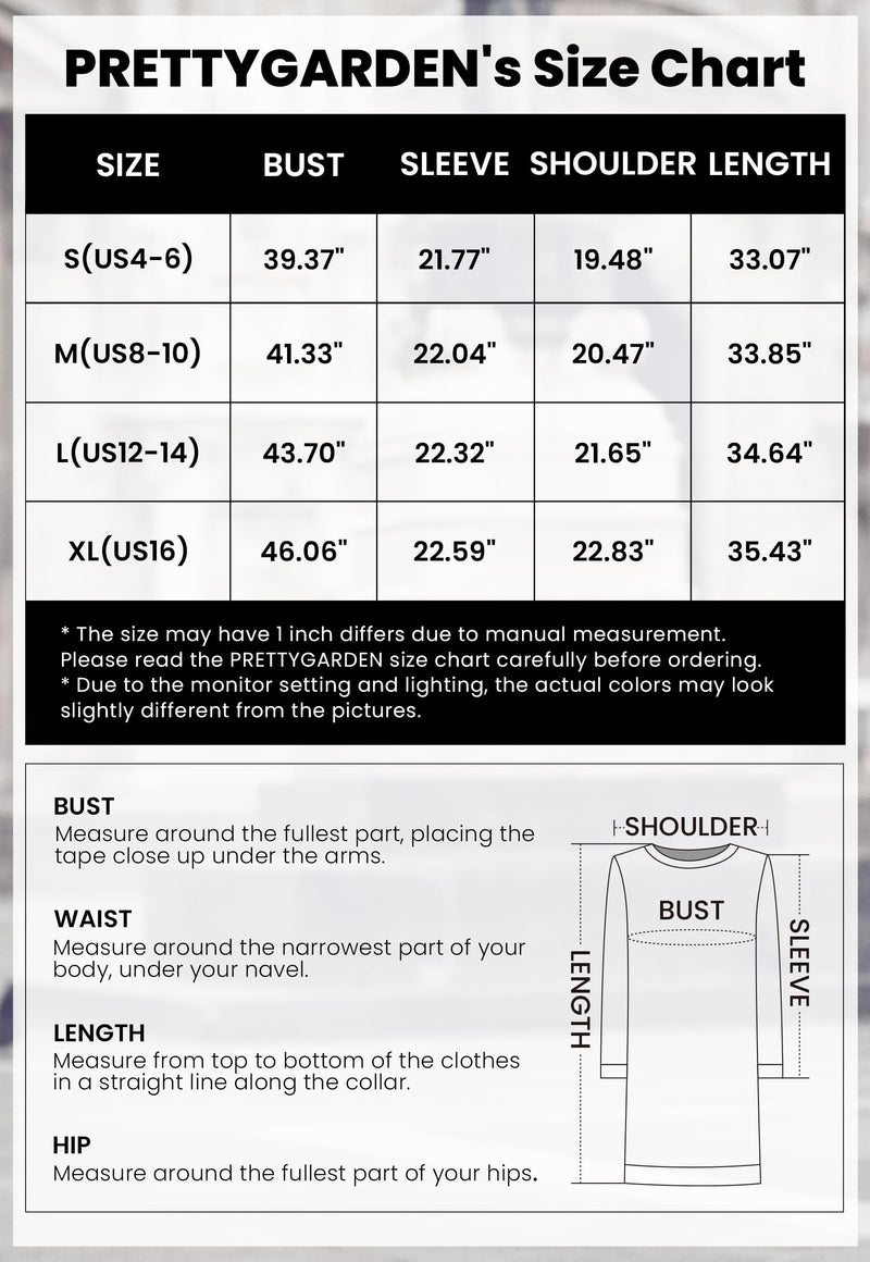 PRETTYGARDEN Sweater Dress for Women Long Puff Sleeve Turtleneck Ribbed Knit Oversized Pullover Winter Short Dress
