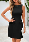 PRETTYGARDEN Womens Formal Sleeveless Summer Dresses Boat Neck Bodycon Elegant A Line Business Work Mini Dresss