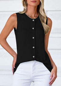 Sleeveless Button Down Business Casual Knit Tank Tops