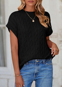 Casual Short Sleeve Crew Neck Knit Pullover Trendy Spring Outfits Sweater Vest